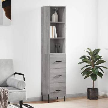 Stylish Highboard Grey Sonoma - 34.5x34x180 cm Engineered Wood