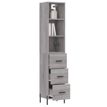 Stylish Highboard Grey Sonoma - 34.5x34x180 cm Engineered Wood