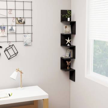 Stylish Black Wall Corner Shelf - 20x20x127.5 cm