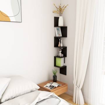 Stylish Black Wall Corner Shelf - 20x20x127.5 cm