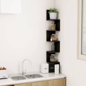 Stylish Black Wall Corner Shelf - 20x20x127.5 cm