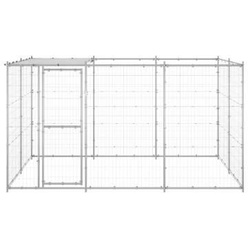 Outdoor Dog Kennel Galvanised Steel with Roof - 7.26 m² | HipoMarket