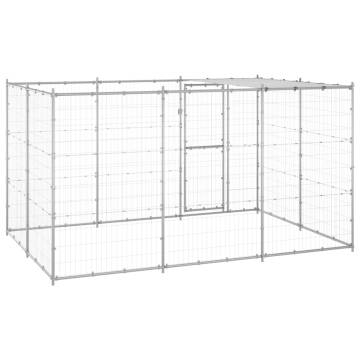 Outdoor Dog Kennel Galvanised Steel with Roof - 7.26 m² | HipoMarket