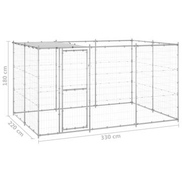 Outdoor Dog Kennel Galvanised Steel with Roof - 7.26 m² | HipoMarket