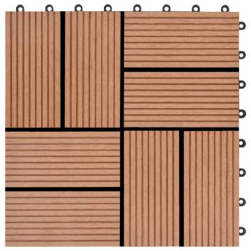 11 pcs WPC Decking Tiles 30x30 cm - Durable Brown Flooring