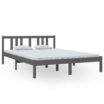 Stylish Grey Solid Wood Bed Frame 140x200 cm | HipoMarket