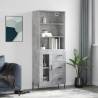 Highboard Concrete Grey 69.5x34x180 cm Engineered Wood Colour concrete grey Quantity in Package 1 Model 1 glass door 3 drawers 