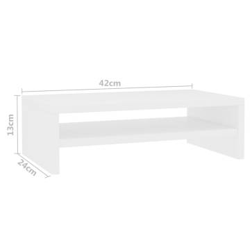 Monitor Stand White - Modern Engineered Wood Design