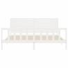 White Bed Frame with Headboard - Solid Pine Wood 200x200 cm