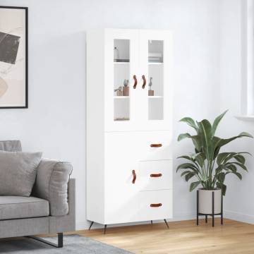 Stylish Highboard White 69.5x34x180 cm - Engineered Wood