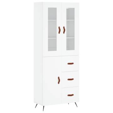 Stylish Highboard White 69.5x34x180 cm - Engineered Wood