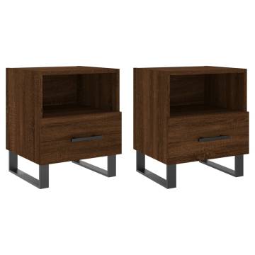 Brown Oak Bedside Cabinets - 2 pcs | Stylish Storage Solution