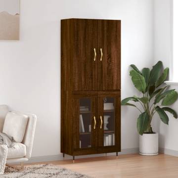 Stylish Highboard Brown Oak - 69.5x34x180 cm | HipoMarket