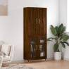 Highboard Brown Oak 69.5x34x180 cm Engineered Wood Colour brown oak Quantity in Package 1 Model 2 glass doors 