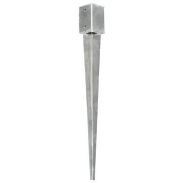 Ground Spikes 2 pcs Silver Galvanised Steel 9x9x90 cm