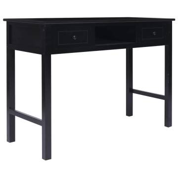 Stylish Black Writing Desk - Solid Wood Paulownia | HipoMarket