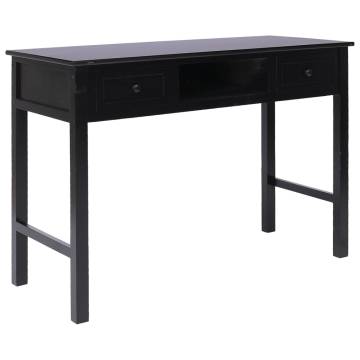 Stylish Black Writing Desk - Solid Wood Paulownia | HipoMarket