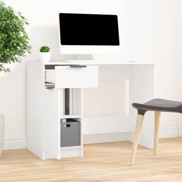 Stylish White Desk 100x50x75 cm - Engineered Wood for Home Office