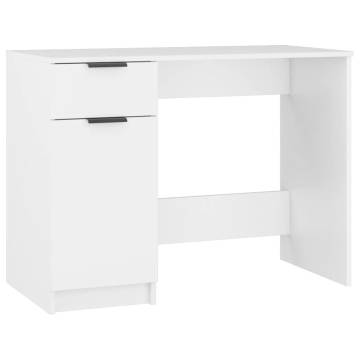 Stylish White Desk 100x50x75 cm - Engineered Wood for Home Office