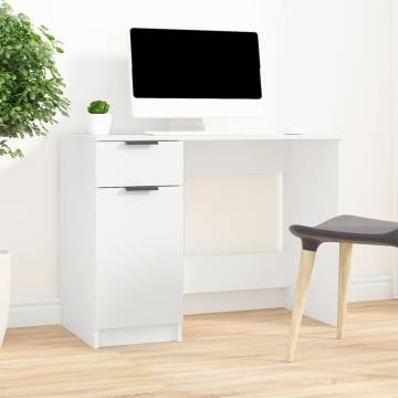 Stylish White Desk 100x50x75 cm - Engineered Wood for Home Office