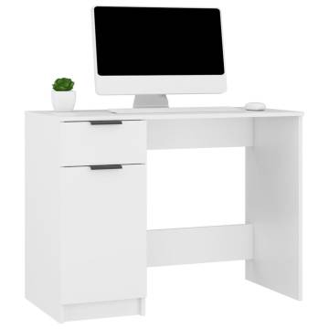 Stylish White Desk 100x50x75 cm - Engineered Wood for Home Office