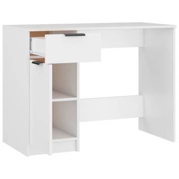 Stylish White Desk 100x50x75 cm - Engineered Wood for Home Office