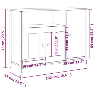 Sideboard Smoked Oak 100x35x75 cm - Elegant & Durable Design