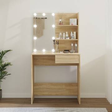 Stylish Dressing Table with LED - Sonoma Oak 74.5x40x141 cm