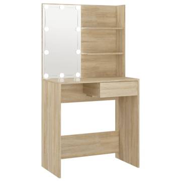 Stylish Dressing Table with LED - Sonoma Oak 74.5x40x141 cm