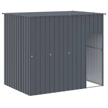 Durable Dog House with Run - Anthracite Galvanised Steel