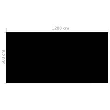 Rectangular Pool Cover 1200x600 cm PE Black - Heat Retention