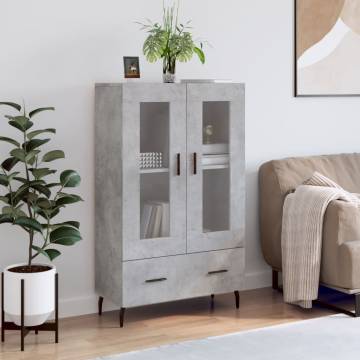 Stylish Highboard Concrete Grey - 69.5x31x115 cm