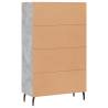 Stylish Highboard Concrete Grey - 69.5x31x115 cm