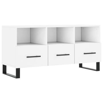 Stylish White TV Cabinet - 102x36x50 cm Engineered Wood