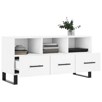 Stylish White TV Cabinet - 102x36x50 cm Engineered Wood