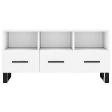 Stylish White TV Cabinet - 102x36x50 cm Engineered Wood