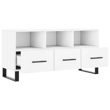 Stylish White TV Cabinet - 102x36x50 cm Engineered Wood