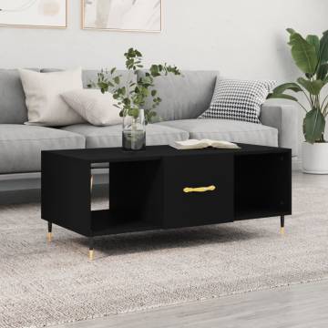 Elegant Black Coffee Table - 102x50x40 cm Engineered Wood