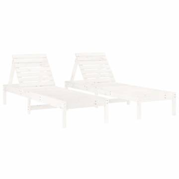 Sun Loungers 2 pcs White - Solid Pine Wood for Outdoor Relaxation