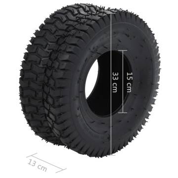 4 Piece Wheelbarrow Tire Set 15x6.00-6 - Heavy Duty Rubber