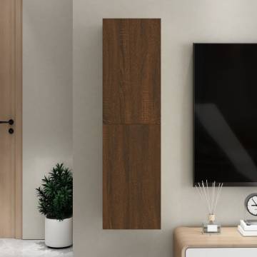 Stylish Wall-Mounted TV Cabinet in Brown Oak - 30.5x30x110 cm