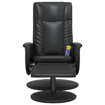 Massage Recliner Chair with Footstool – Black Faux Leather