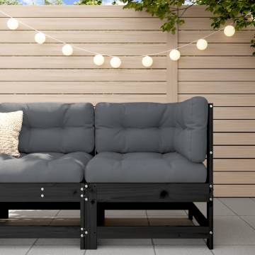 Garden Corner Sofa Black Solid Wood Pine | Hipomarket