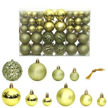 Light Green Christmas Baubles - 100 pcs Set for Holiday Decor