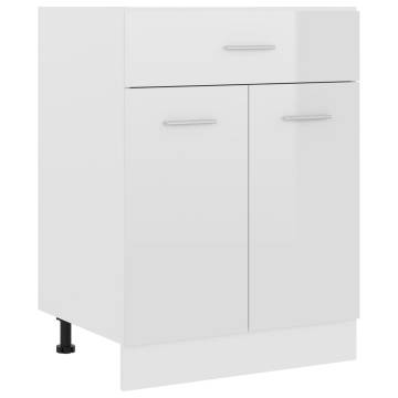 High Gloss White Drawer Bottom Cabinet - 60x46x81.5 cm