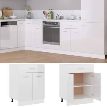 High Gloss White Drawer Bottom Cabinet - 60x46x81.5 cm