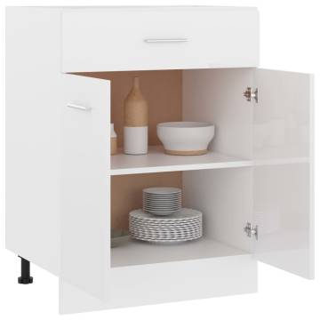 High Gloss White Drawer Bottom Cabinet - 60x46x81.5 cm