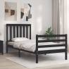 Solid Wood Bed Frame with Headboard - Black 90x200 cm