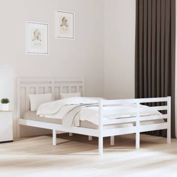 White Solid Wood Bed Frame 120x200 cm - Classic Design