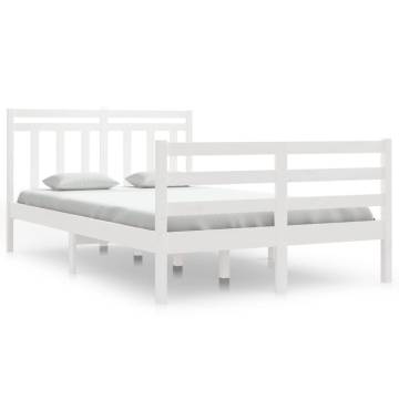 White Solid Wood Bed Frame 120x200 cm - Classic Design